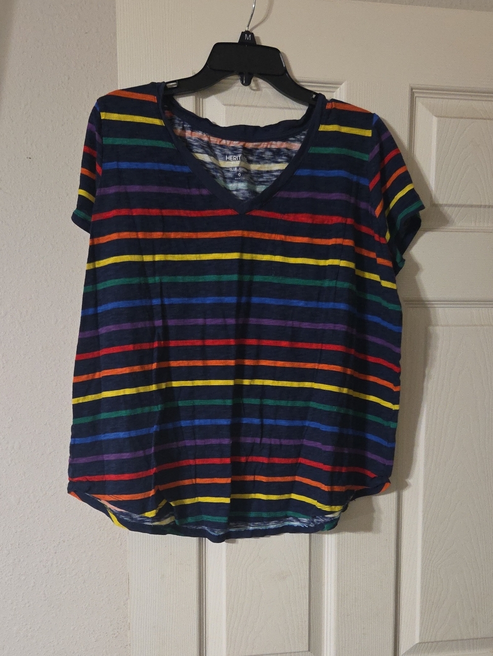 torrid Navy Rainbow Stripe V-Neck Tee Size 0